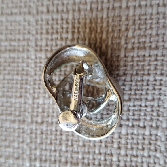 Vintage Napier Silver Tone Knot Clip On Earrings - Picture 2 of 2